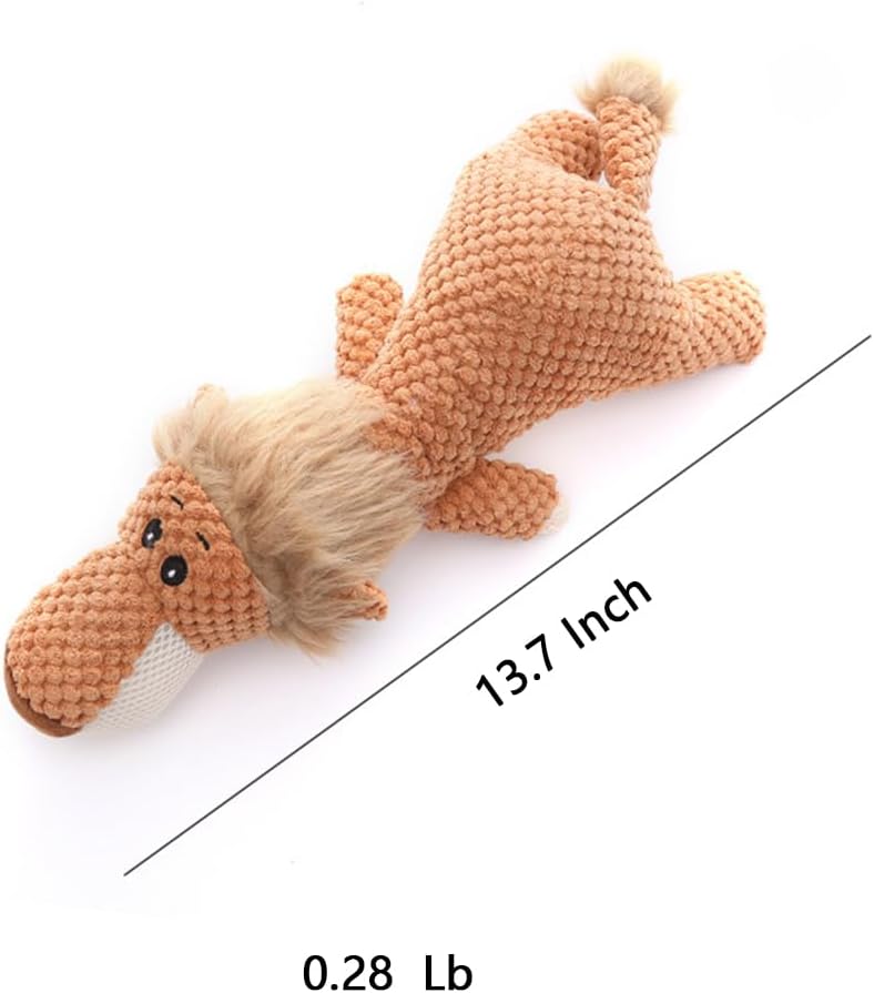 Dog Plush Toy Soft Chew Toy for Dog Cute Durable Dog Toy Stuffed Animal Dog Plush Toy Puppy Pet Mutt Toy Plush Dog Chew Toy Suitable for Large, Medium and Small Dogs Orange Lion