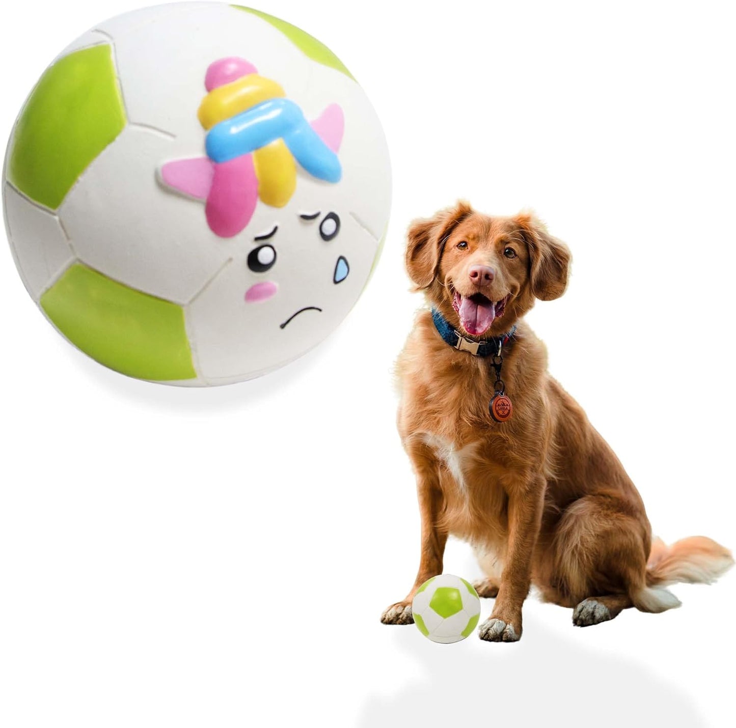 Guiwawa Unicorn Latex Dog Soccer Ball Toys, 3.7" Interactive Squeaky Dog Toys, Dog Water Toys, Unicorn Theme Durable Chew Ball Pet Toy Birthday Gifts for Medium & Large Dogs (Green)