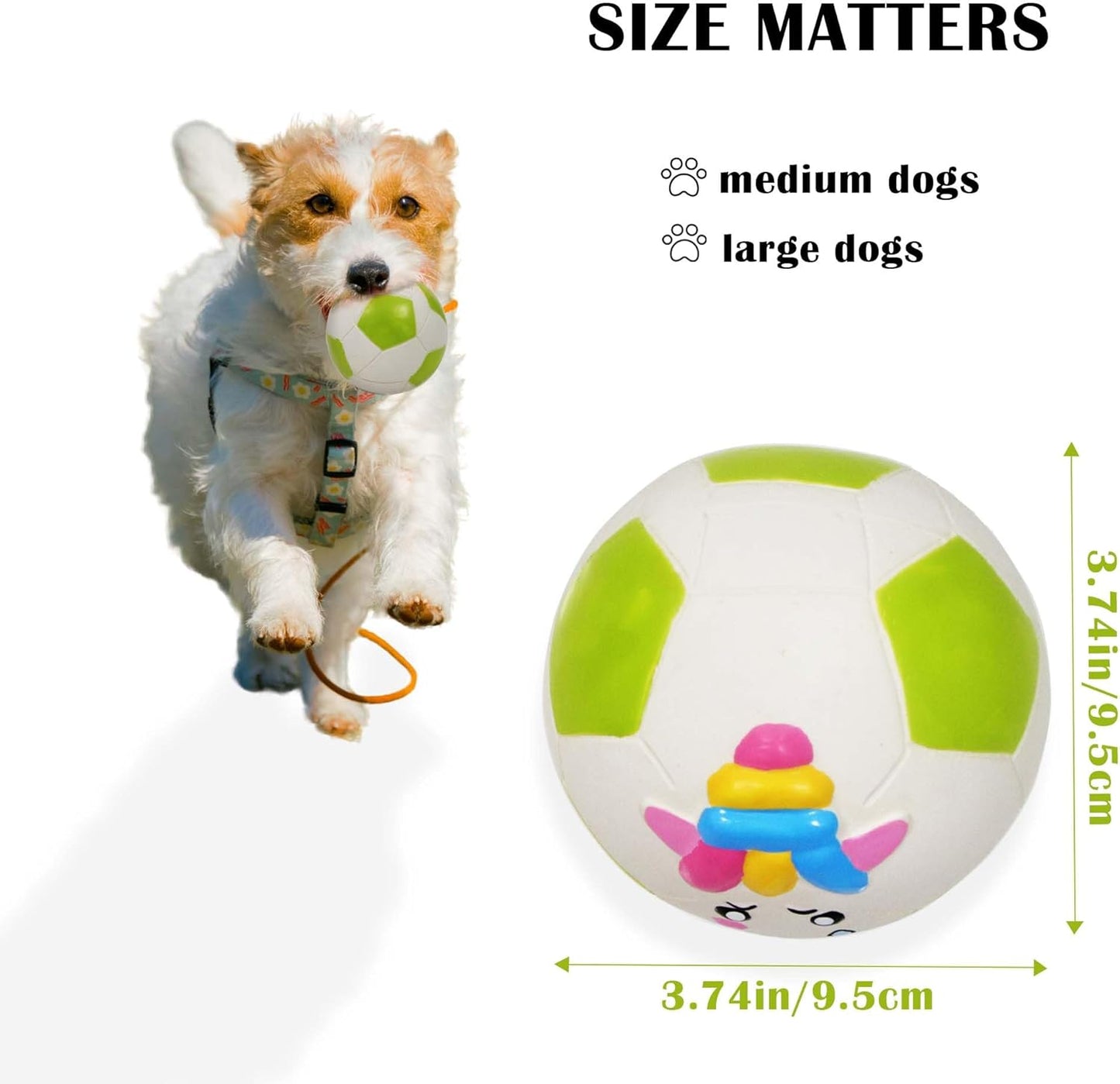 Guiwawa Unicorn Latex Dog Soccer Ball Toys, 3.7" Interactive Squeaky Dog Toys, Dog Water Toys, Unicorn Theme Durable Chew Ball Pet Toy Birthday Gifts for Medium & Large Dogs (Green)