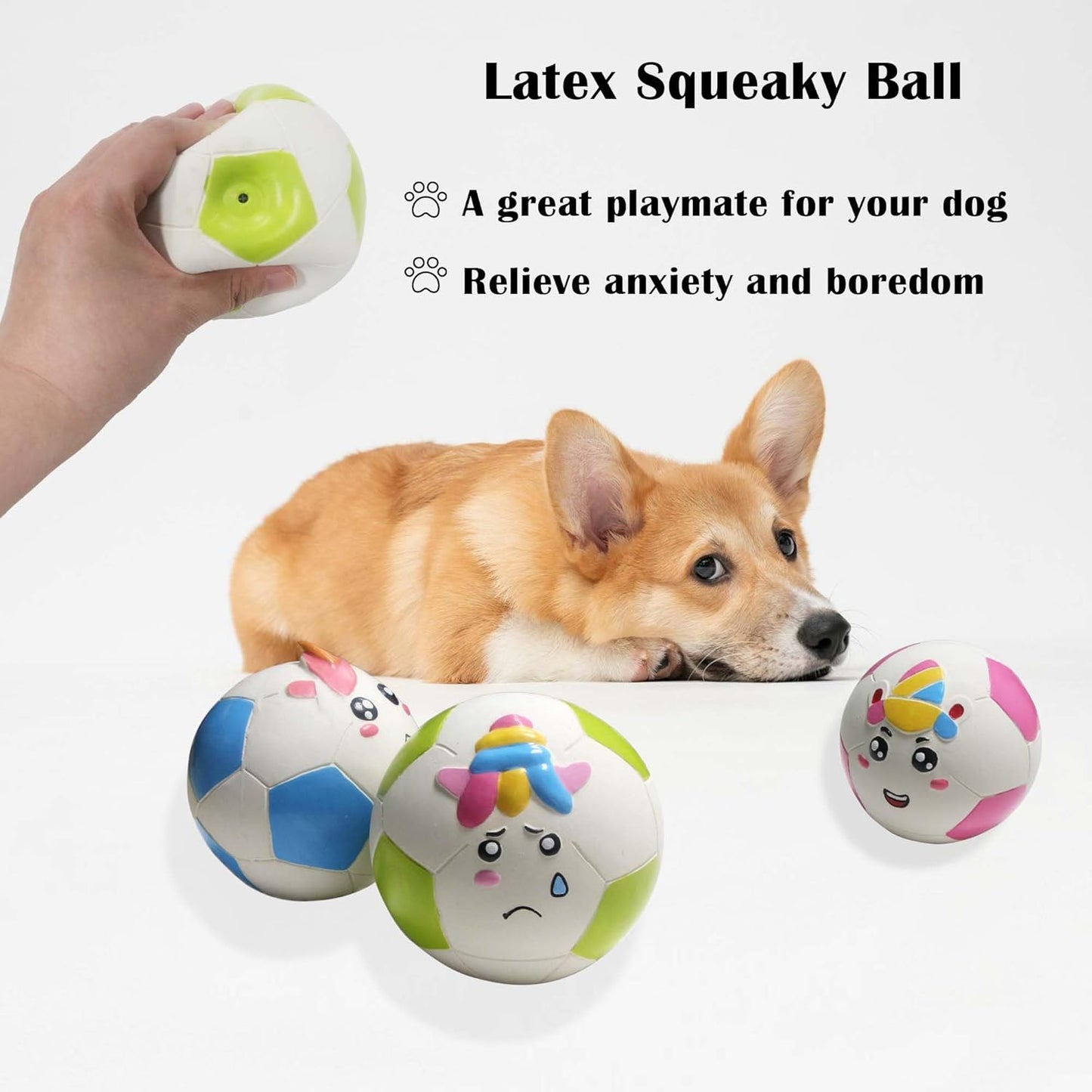 Guiwawa Unicorn Latex Dog Soccer Ball Toys, 3.7" Interactive Squeaky Dog Toys, Dog Water Toys, Unicorn Theme Durable Chew Ball Pet Toy Birthday Gifts for Medium & Large Dogs (Green)