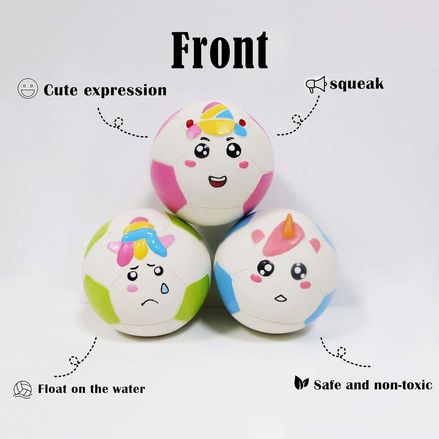 Guiwawa Unicorn Latex Dog Soccer Ball Toys, 3.7" Interactive Squeaky Dog Toys, Dog Water Toys, Unicorn Theme Durable Chew Ball Pet Toy Birthday Gifts for Medium & Large Dogs (Green)