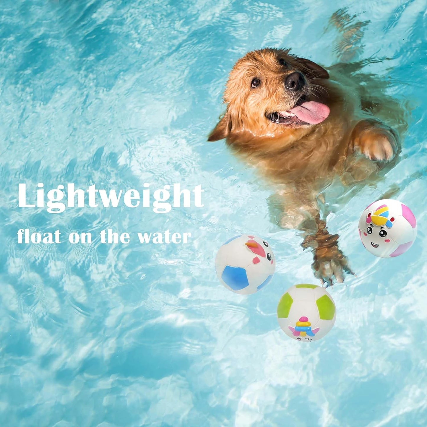 Guiwawa Unicorn Latex Dog Soccer Ball Toys, 3.7" Interactive Squeaky Dog Toys, Dog Water Toys, Unicorn Theme Durable Chew Ball Pet Toy Birthday Gifts for Medium & Large Dogs (Green)